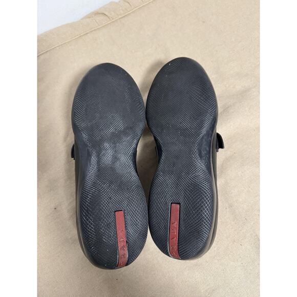 Prada Shoes Mens Size 8.5 Black Leather Loafers Slip On Dress Buckle 4P0327